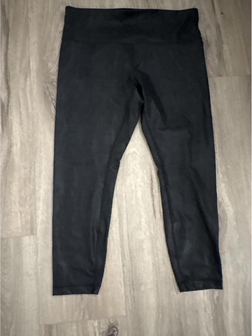 Lululemon Wunder Train High Rise Leggings Matte Shine Foil Black Size 14